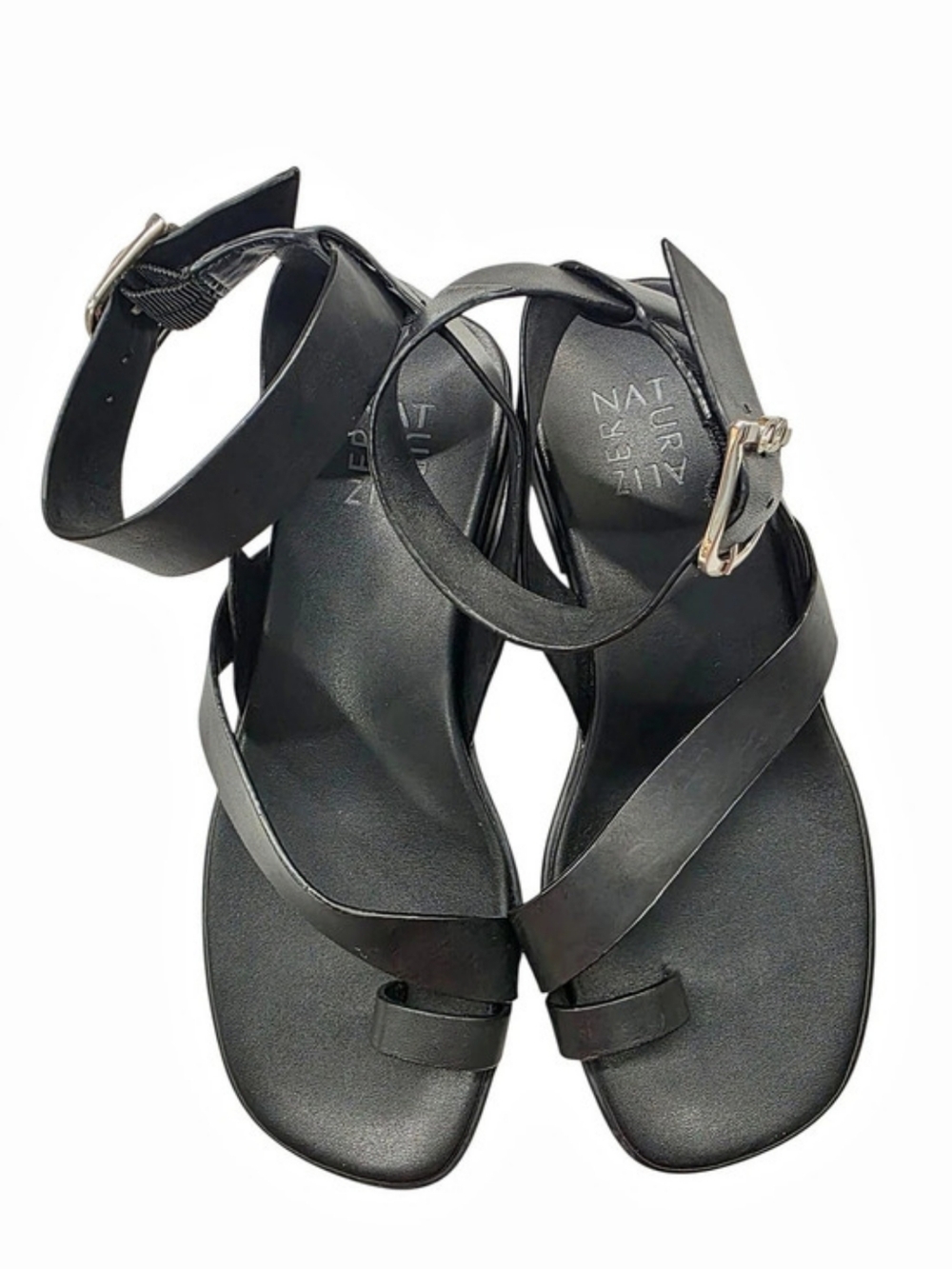 Naturalizer Leather Criss-cross Black Ankle Strap Sandals US 7